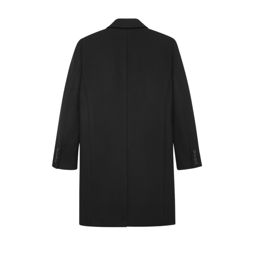 SAINT LAURENT Manteau court croisé laine noire