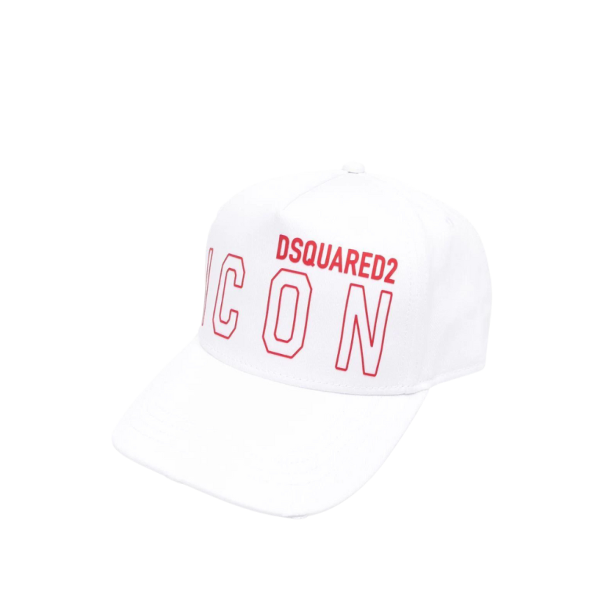 DSQUARED Casquette baseball coton blanc ICON rouge détouré