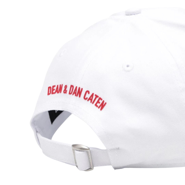 DSQUARED Casquette baseball coton blanc ICON rouge détouré