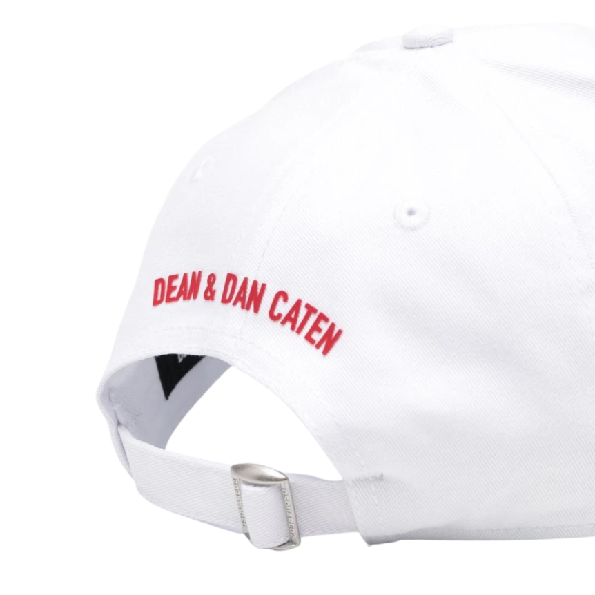 DSQUARED Casquette baseball coton blanc ICON rouge détouré