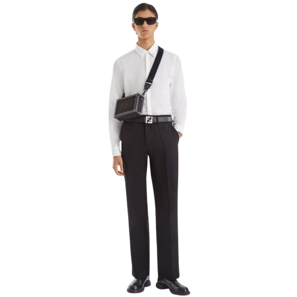 Chemise FENDI classique coton blanc FF métal strass