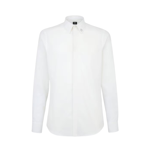 Chemise FENDI classique coton blanc FF métal strass