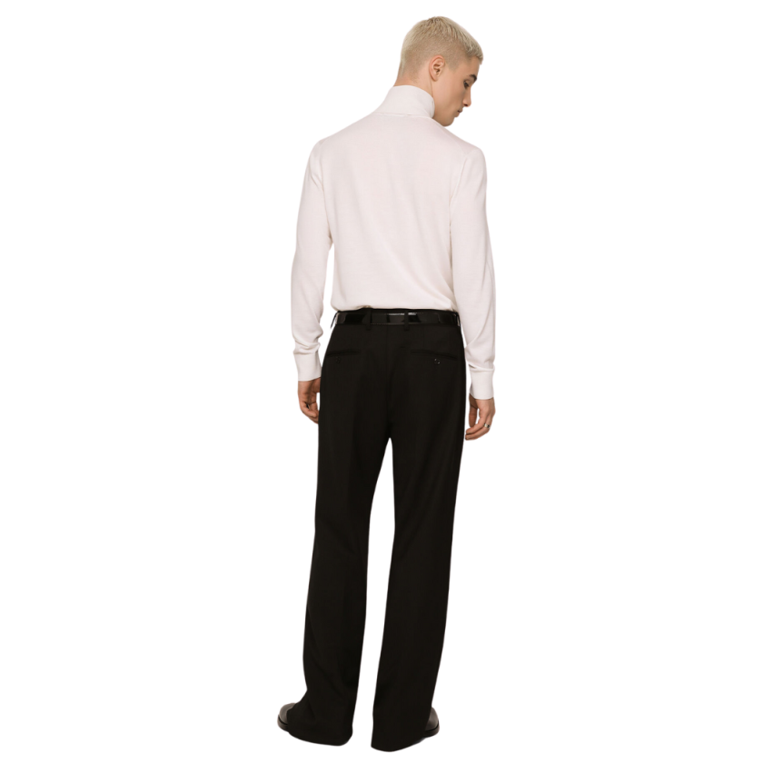 Pull DOLCE & GABBANA col roulé laine vierge extra fin blanc écru