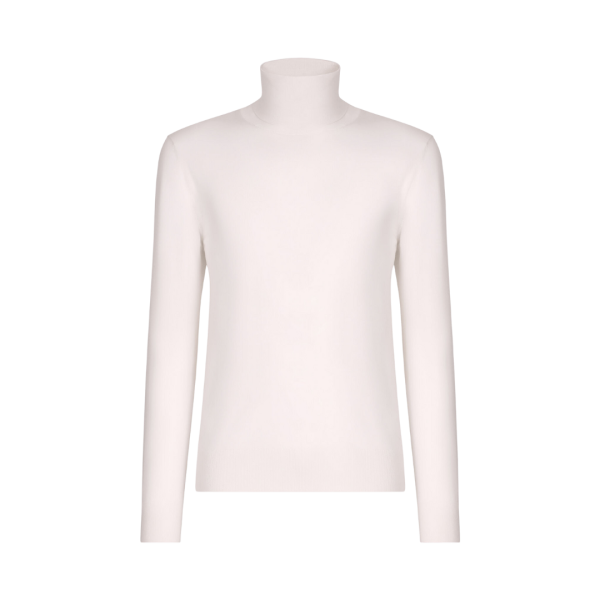 Pull DOLCE & GABBANA col roulé laine vierge extra fin blanc écru