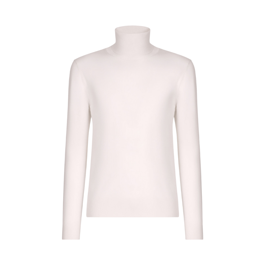 Pull DOLCE & GABBANA col roulé laine vierge extra fin blanc écru