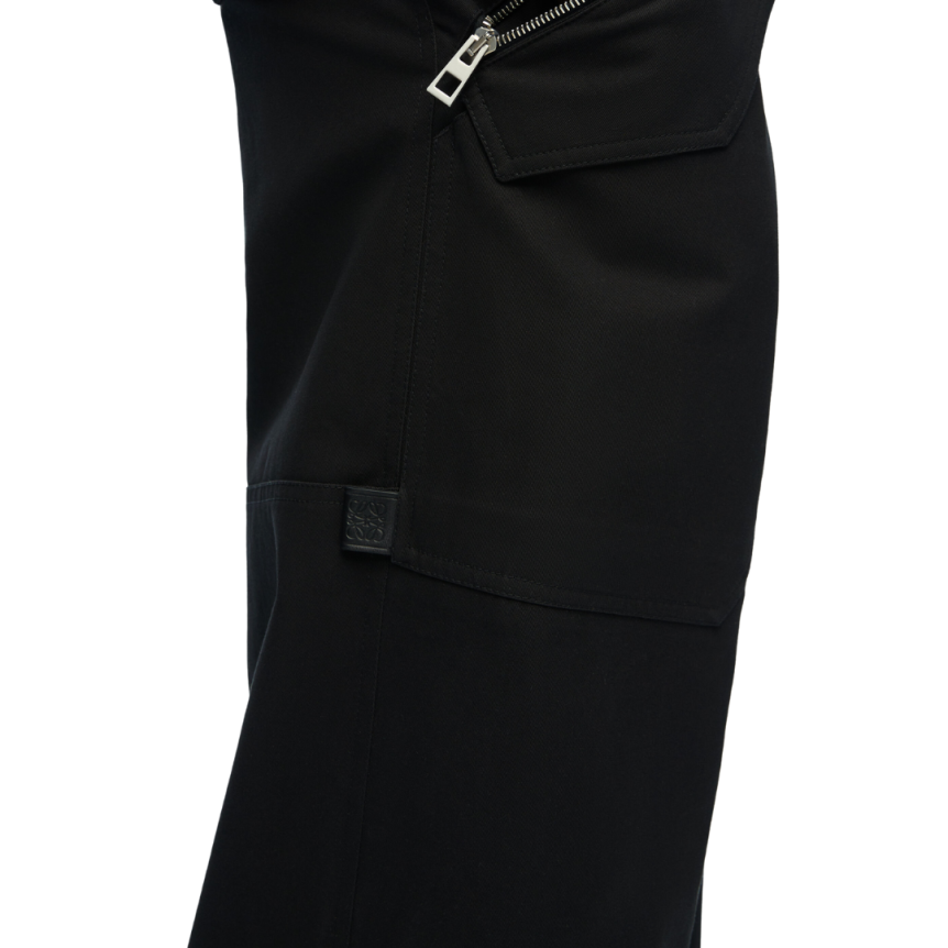 Pantalon LOEWE cargo coton noir poche zippée argent