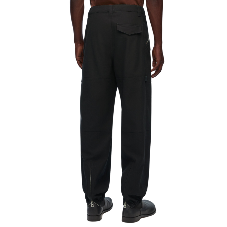 Pantalon LOEWE cargo coton noir poche zippée argent