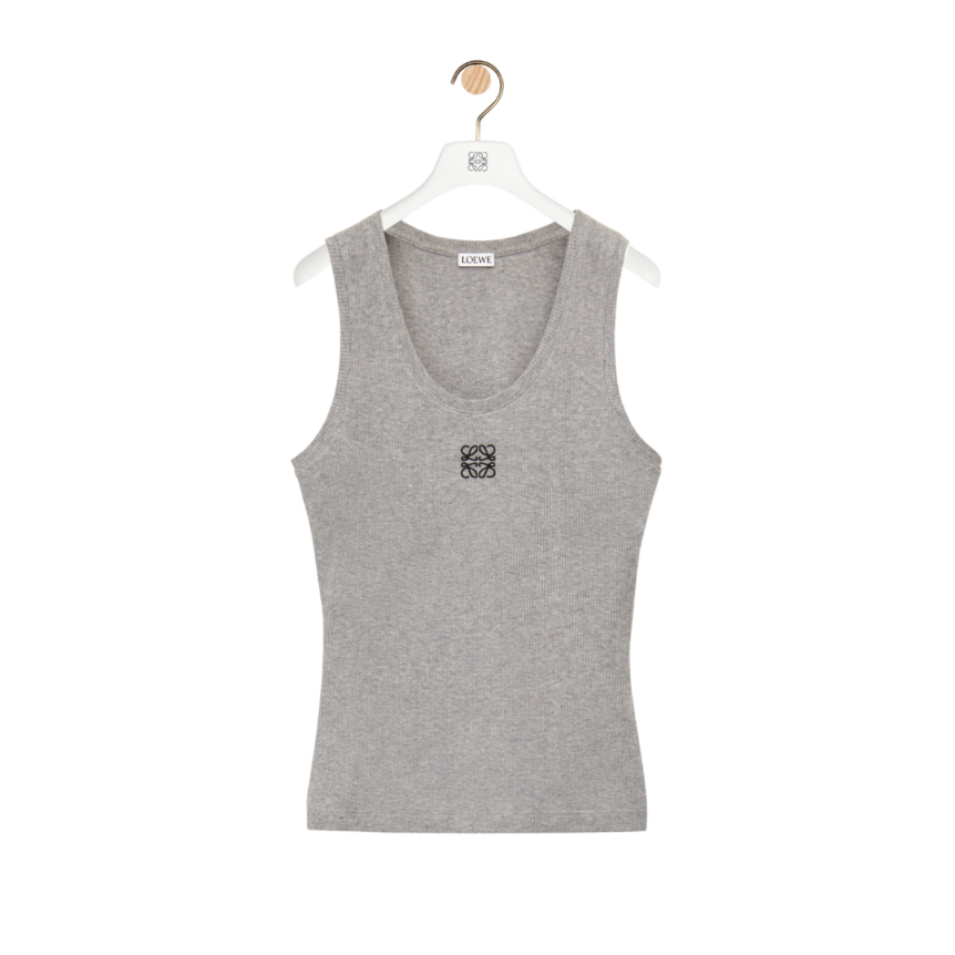 Débardeur LOEWE coton cotelé gris Anagramme noir
