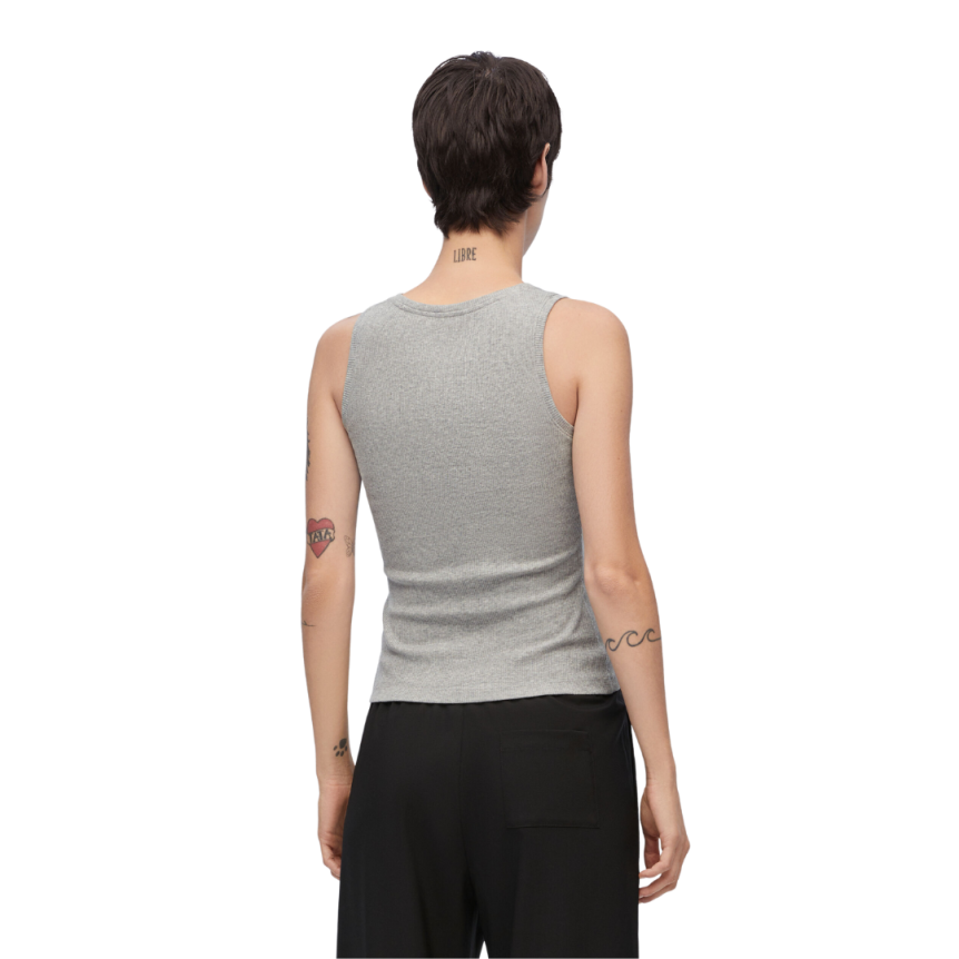 Débardeur LOEWE coton cotelé gris Anagramme noir