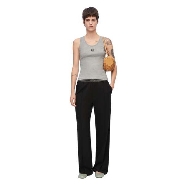 Débardeur LOEWE coton cotelé gris Anagramme noir