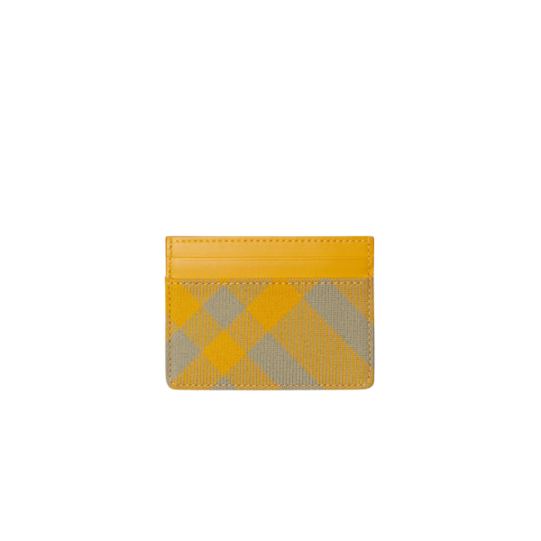 Porte cartes BURBERRY cuir jaune gros check gris