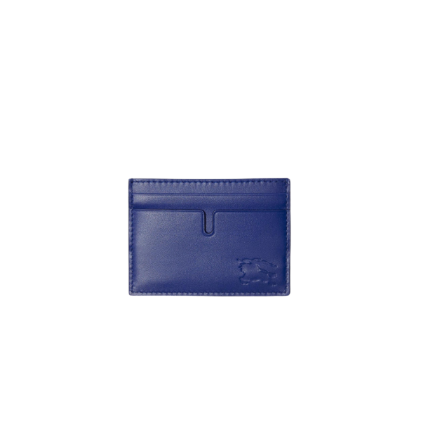 Porte cartes BURBERRY cuir bleu embossé cavalier