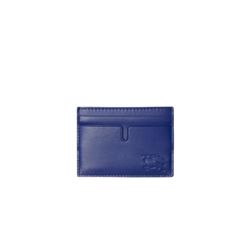 Porte cartes BURBERRY cuir bleu embossé cavalier