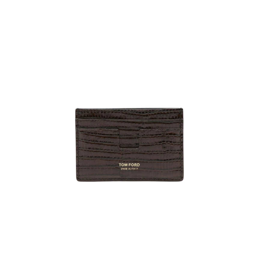Porte cartes TOM FORD cuir effet lézard marron chocolat