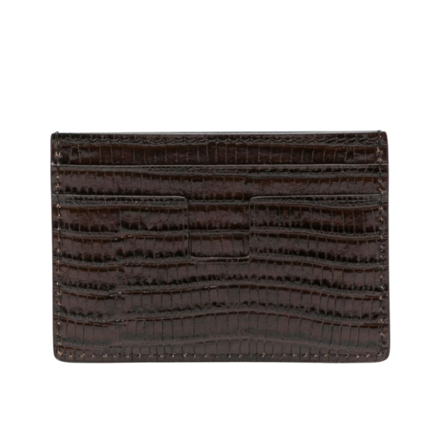 Porte cartes TOM FORD cuir effet lézard marron chocolat