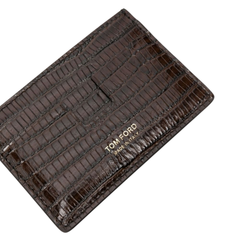 Porte cartes TOM FORD cuir effet lézard marron chocolat