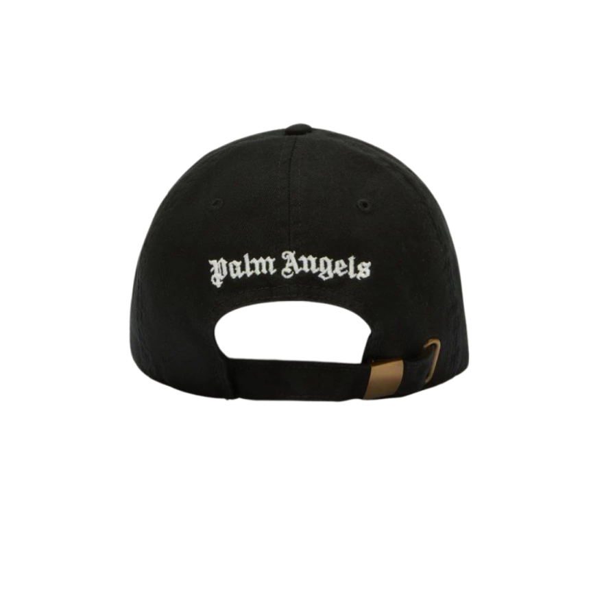 Casquette PALM ANGELS coton noir broderie logo monogramme blanc