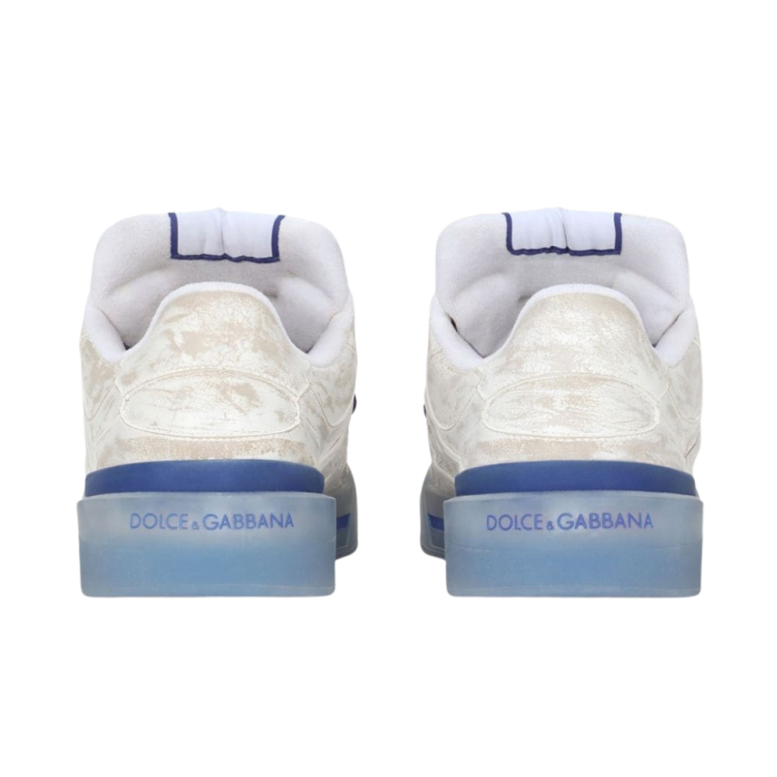 Baskets DOLCE & GABBANA New Roma cuir blanc marbré bleu