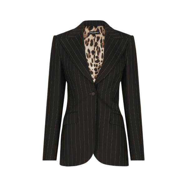 Veste DOLCE & GABBANA Turlington laine stretch marron fines rayures