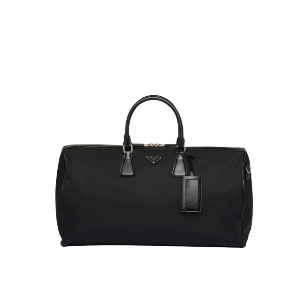 Sac marin PRADA porté main bandoulière Re-Nylon cuir brossé noir