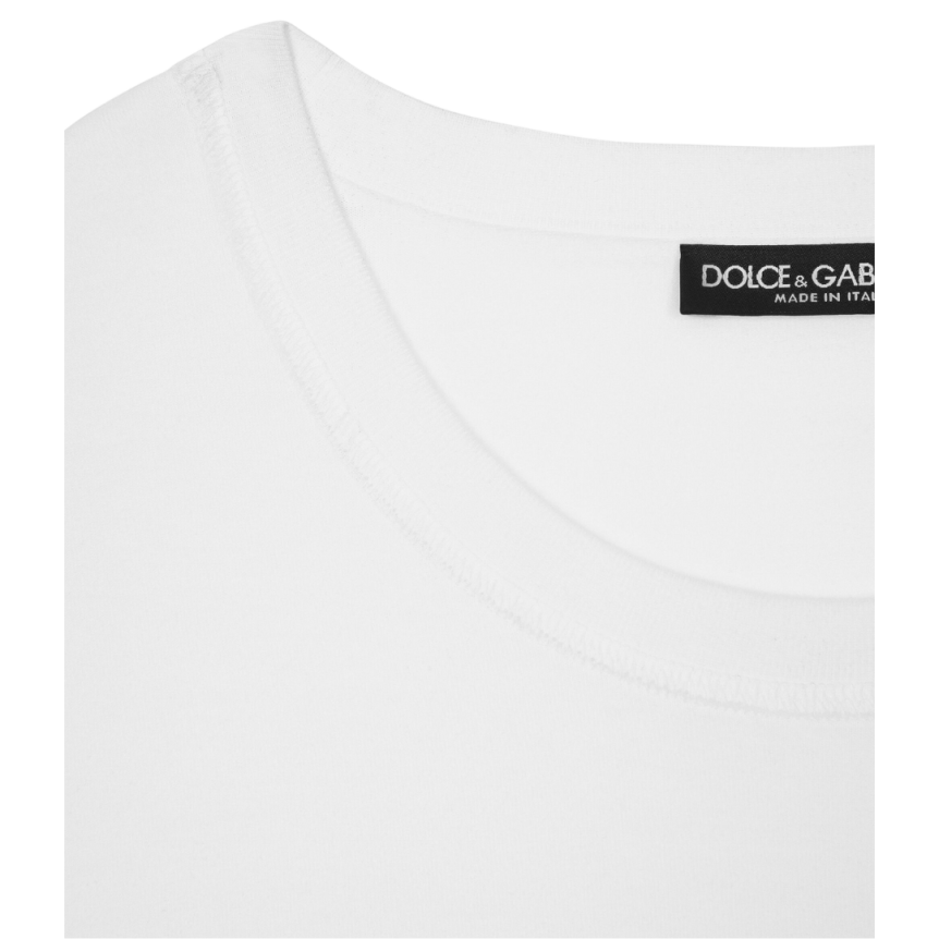 T-shirt DOLCE & GABBANA col rond coton blanc  imprimé Marina Encre Multi Logos