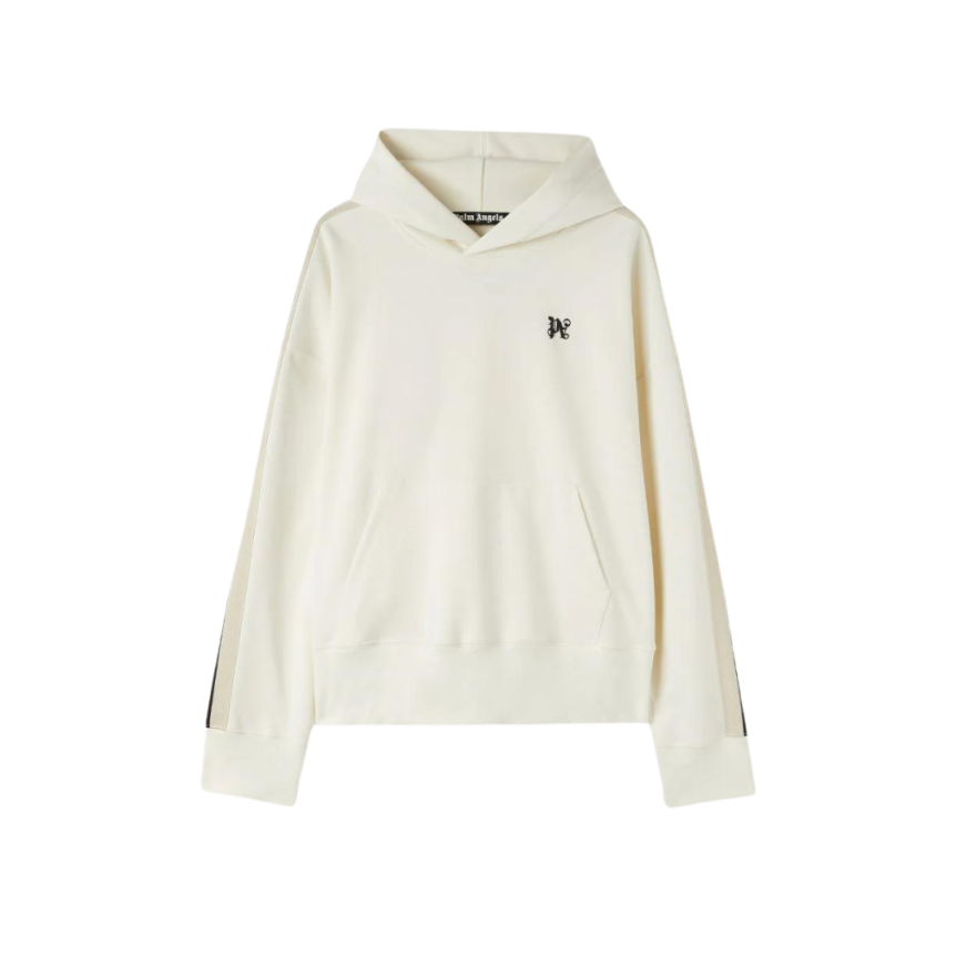 Sweat-shirt capuche PALM ANGELS coton écru broderie Monogramme PA poitrine