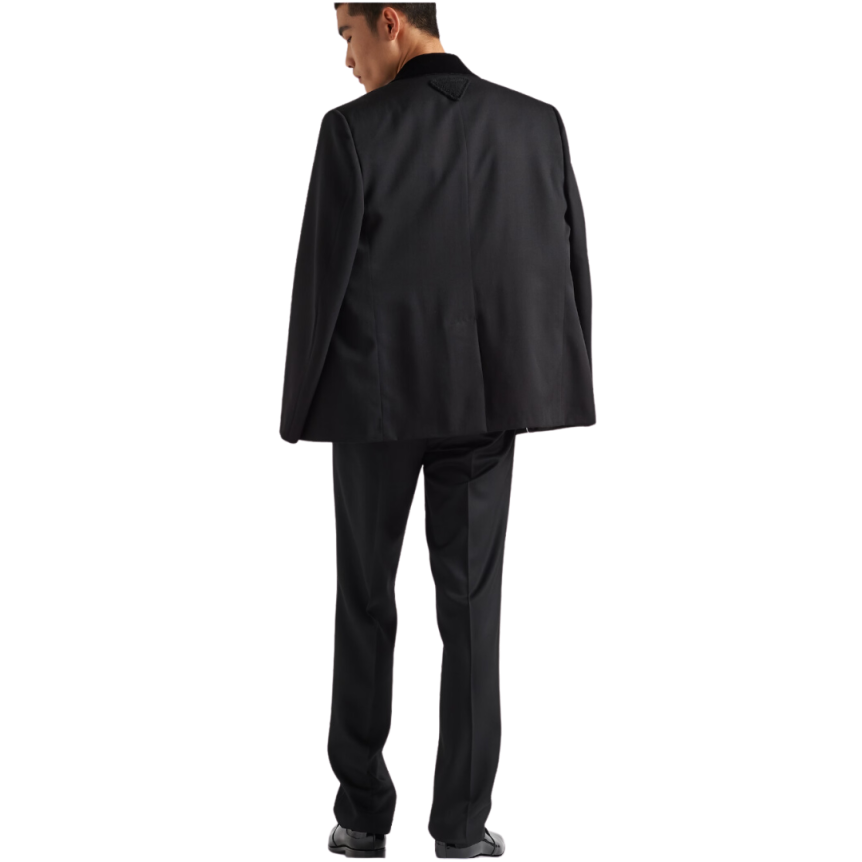 Pantalon PRADA oversize laine noire ceinture