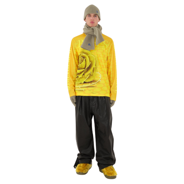 Bonnet BURBERRY cachemire côtelé argile broderie Equestrian Knight bleu