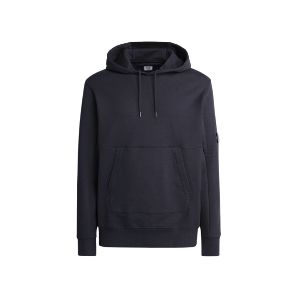 Sweat-shirt CP COMPANY coton polaire bleu marine capuche logo