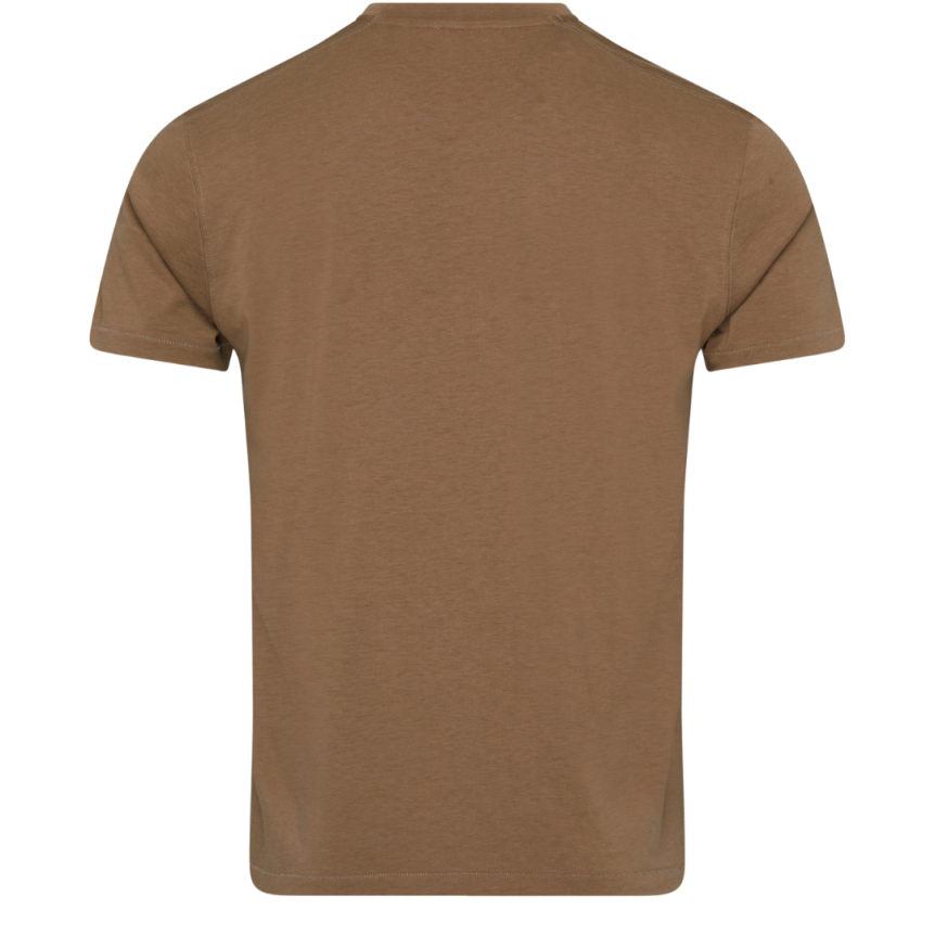 T-shirt manche courte TOM FORD col rond lyocell coton kaki marron