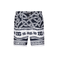 Short Boxer bain Blanc imprimé Logo Marina bleu