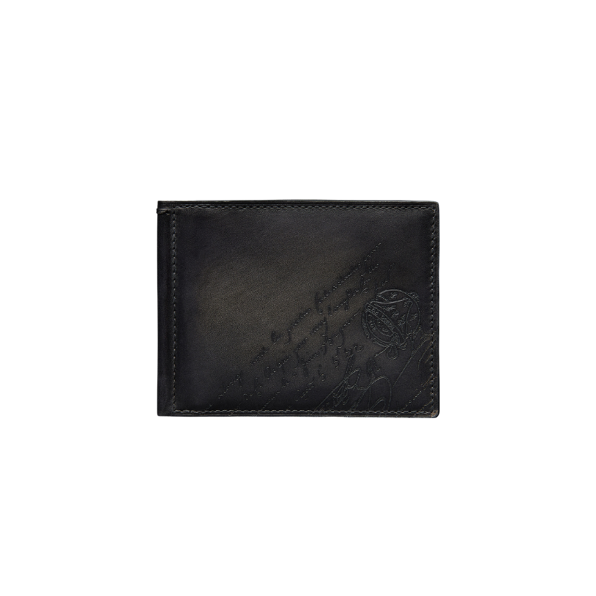 Portefeuille BERLUTI Figure Cuir Scritto Swype Nero Grigio