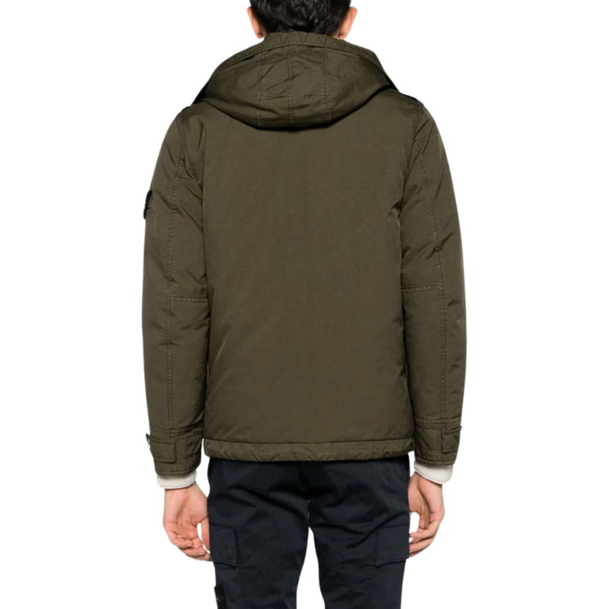 Doudoune Parka courte STONE ISLAND David-TC Down Kaki poches boutons