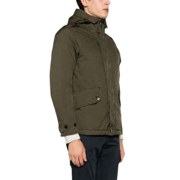 Doudoune Parka courte STONE ISLAND David-TC Down Kaki poches boutons