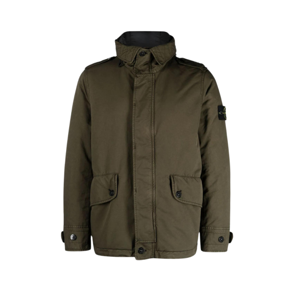 Doudoune Parka courte STONE ISLAND David-TC Down Kaki poches boutons