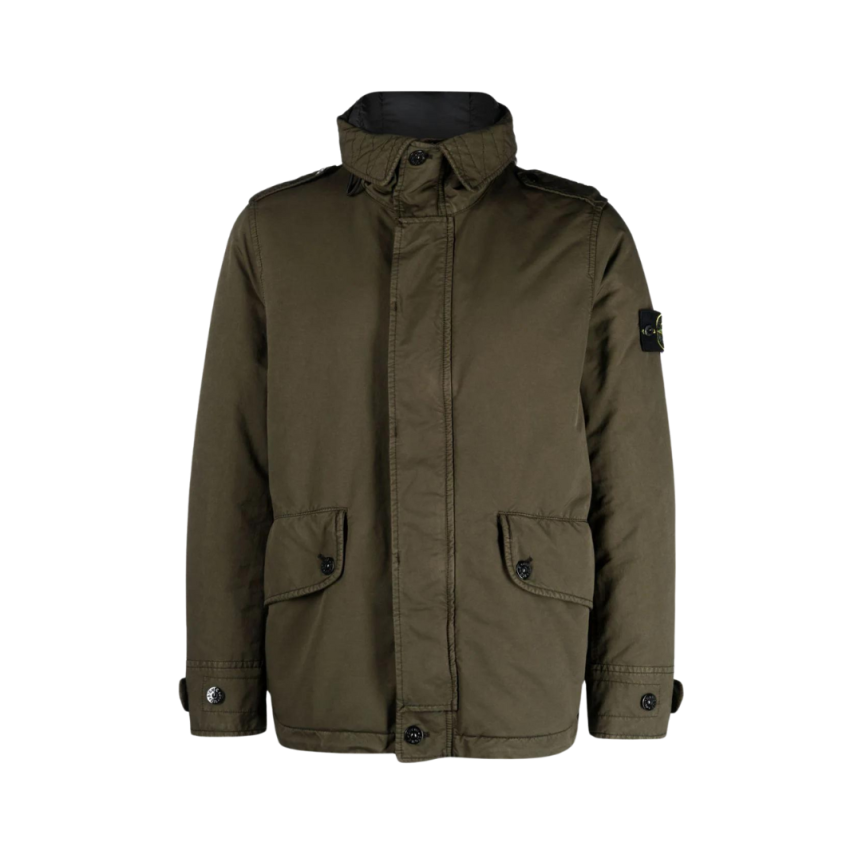 Doudoune Parka courte STONE ISLAND David-TC Down Kaki poches boutons