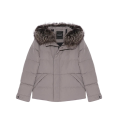 Blouson doudoune gris clair col renard gris