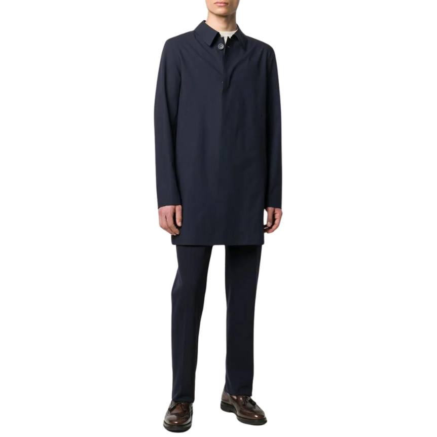 Manteau droit HERNO imperméable stretch bleu marine