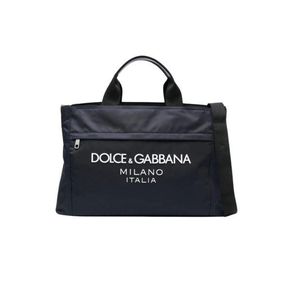 Sac Cabas DOLCE & GABBANA fourre-tout nylon bleu marine logo relief blanc