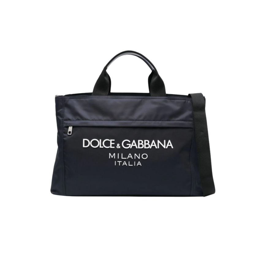 Sac Cabas DOLCE & GABBANA fourre-tout nylon bleu marine logo relief blanc