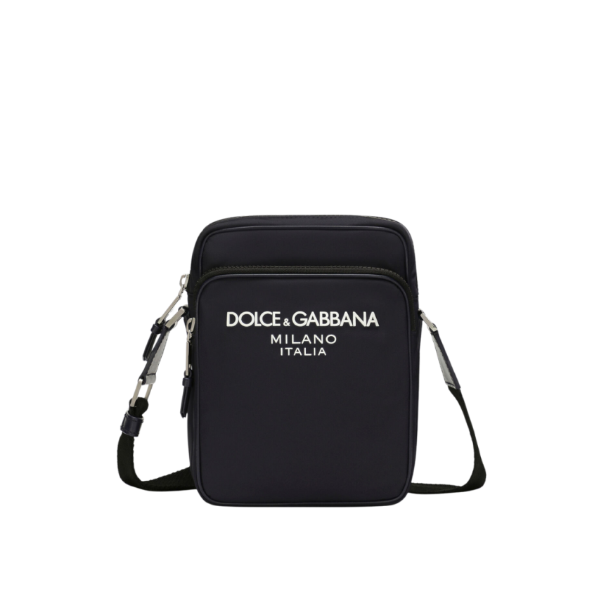 Sac bandoulière nylon bleu marine logo relief blanc DOLCE & GABBANA