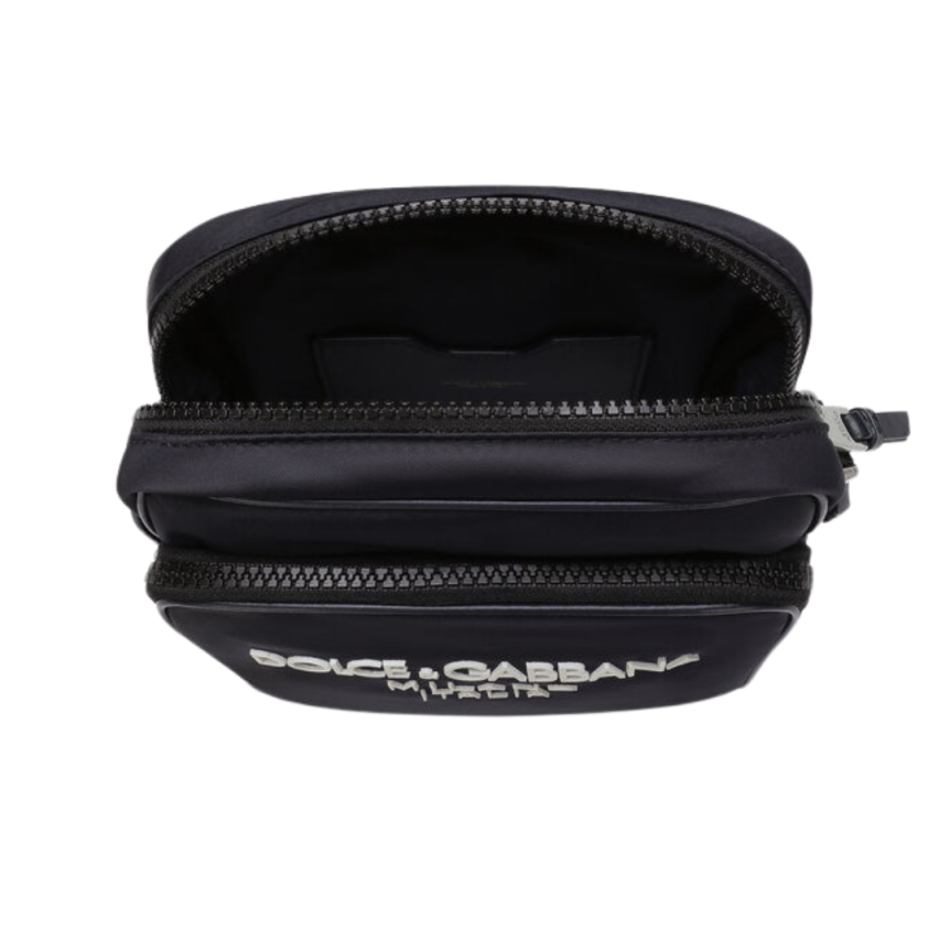 Sac bandoulière nylon bleu marine logo relief blanc DOLCE & GABBANA