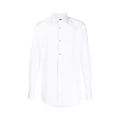 Chemise manche longue coton blanc bouton perle noire