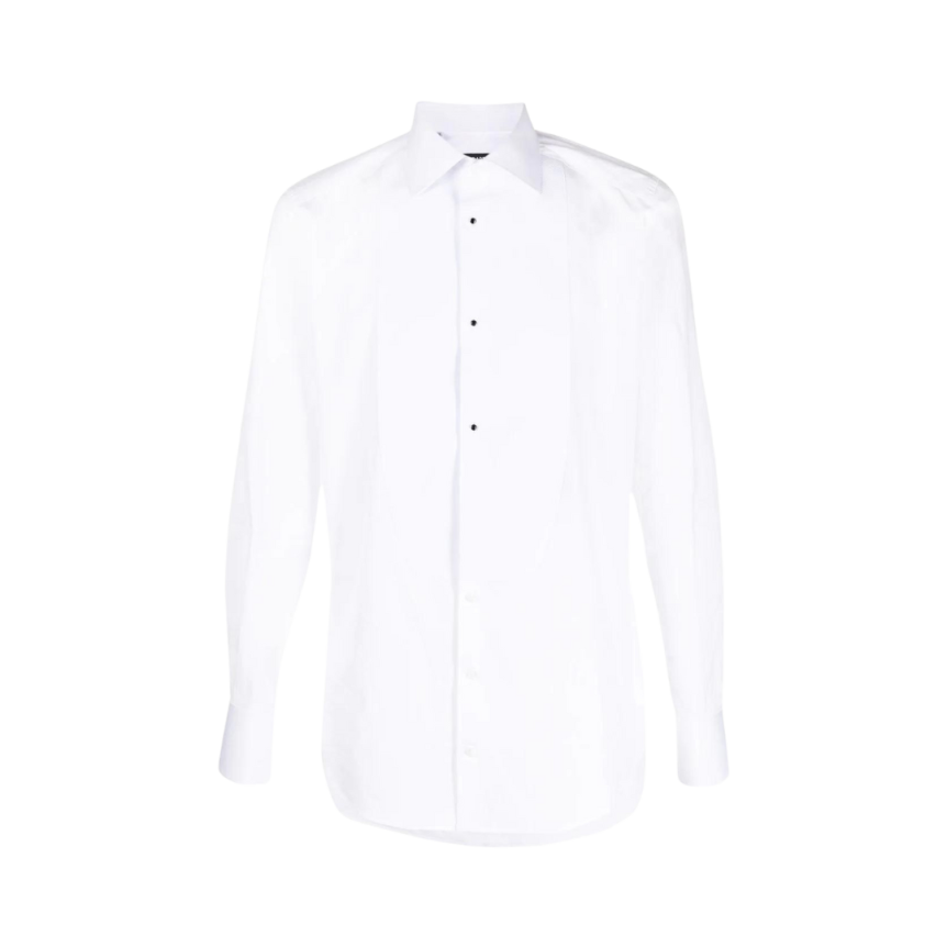 Chemise manche longue DOLCE & GABBANA coton blanc bouton perle noire