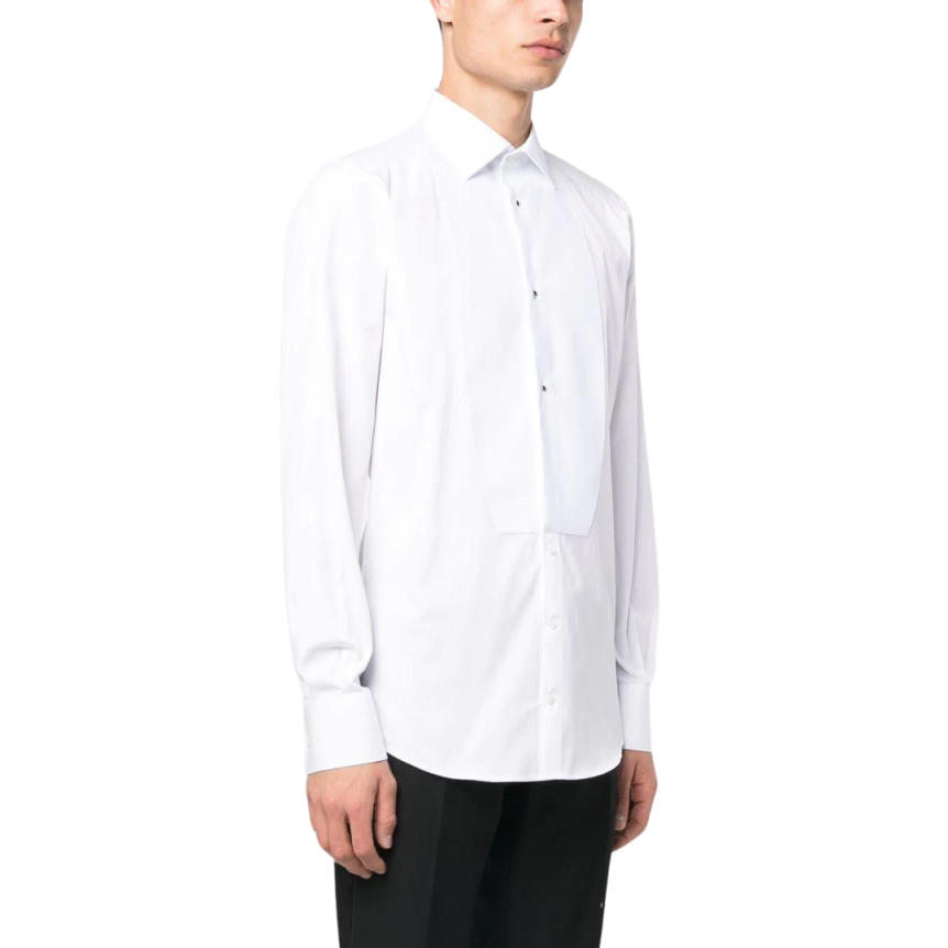 Chemise manche longue DOLCE & GABBANA coton blanc bouton perle noire