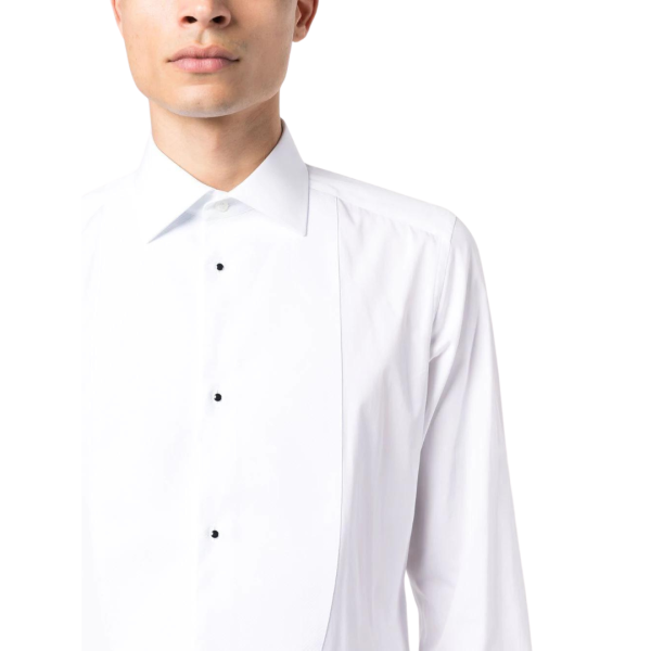Chemise manche longue DOLCE & GABBANA coton blanc bouton perle noire