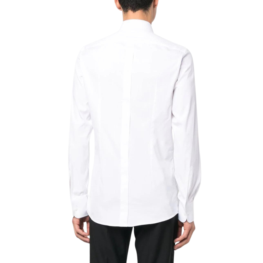 Chemise manche longue DOLCE & GABBANA coton blanc bouton perle noire