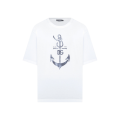 T-shirt manche courte coton blanc ancre marine logo dg