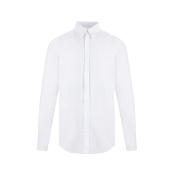 Chemise manche longue DOLCE & GABBANA Martini coton blanc col Kent