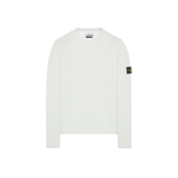 Pull col rond STONE ISLAND coton nylon blanc Badge Rose des vents